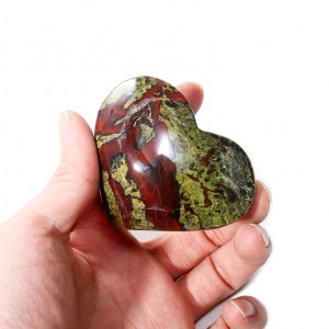 Αιματόπετρα (Dragon Bloodstone) φυσικός ημιπολύτιμος λίθος σε σχήμα καρδιά 6cm Λίθοι Χώρου