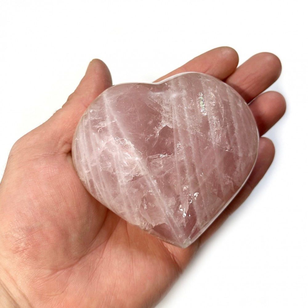 Χαλαζίας ροζ (Rose Quartz) φυσικός ημιπολύτιμος λίθος σε σχήμα καρδιά 9cm x 8cm Λίθοι Χώρου