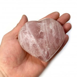 Χαλαζίας ροζ (Rose Quartz) φυσικός ημιπολύτιμος λίθος σε σχήμα καρδιά 9cm x 8cm Λίθοι Χώρου