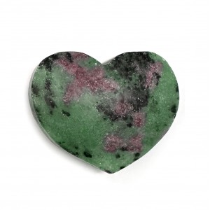 Ρουμπίνι σε Ζοϊσίτη (Ruby Zoisite) φυσικός ημιπολύτιμος λίθος σε σχήμα καρδιά 5cm Λίθοι Χώρου