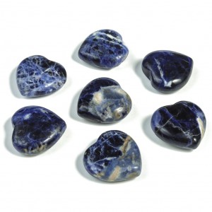 Σοδαλίτης (Sodalite) φυσικός ημιπολύτιμος λίθος σε σχήμα καρδιά 5.5cm∽6.5cm Λίθοι Χώρου