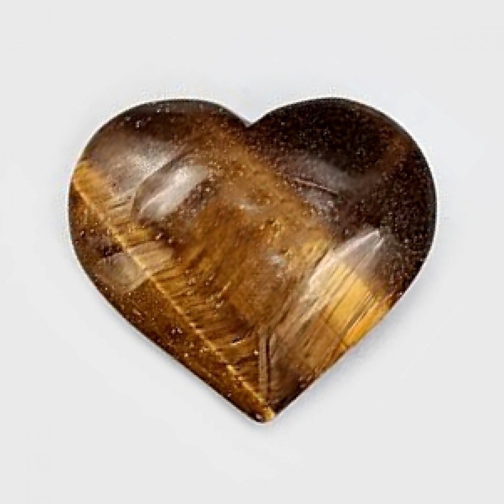 Μάτι της Τίγρης (Tiger Eye) φυσικός ημιπολύτιμος λίθος σε σχήμα καρδιά 5.5cm∽6.5cm Λίθοι Χώρου