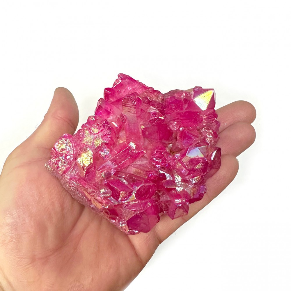 Χαλαζίας Aura Φούξια (Aura Quartz) ακανόνιστος φυσικός ημιπολύτιμος λίθος 8cm x 8cm x 6cm Λίθοι Χώρου