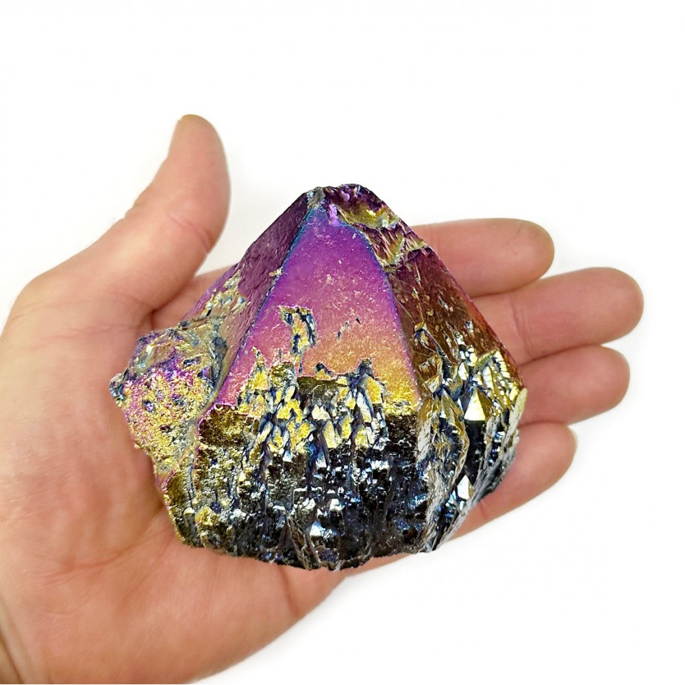 Χαλαζίας Aura (Multicolor Aura Quartz) φυσικός ημιπολύτιμος λίθος με αιχμή 8.5cm x 7.5cm x 7cm Λίθοι Χώρου