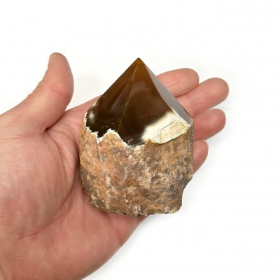 Agate Botswana brown natural semi precious pointed stone 8.5cm x 6.5cm x 5cm
