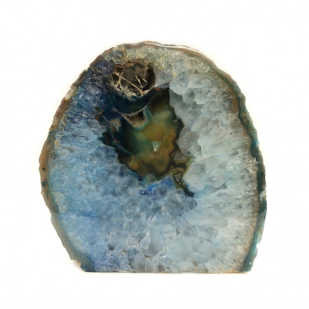 Agate blue - green, irregular rough natural semi precious stone 13.5cm x 13.5cm x 5.5cm Decorative Stones