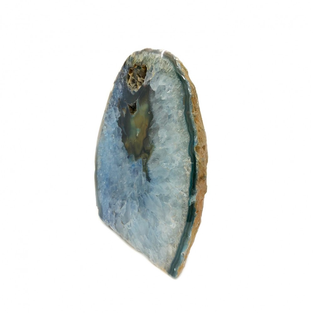Agate blue - green, irregular rough natural semi precious stone 13.5cm x 13.5cm x 5.5cm Decorative Stones