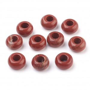 Ίασπις κόκκινος (Red Jasper) φυσικός ημιπολύτιμος λίθος χάντρα πλακέ 14x8mm με μεγάλη τρύπα 6mm (τιμή ανά χάντρα) Λίθοι με Μεγάλη Τρύπα