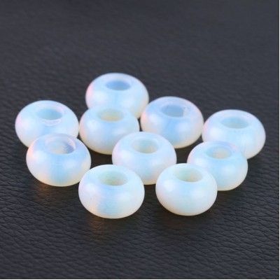 Φεγγαρόπετρα (Moonstone) χάντρα πλακέ 14x8mm με μεγάλη τρύπα 6mm (τιμή ανά χάντρα)