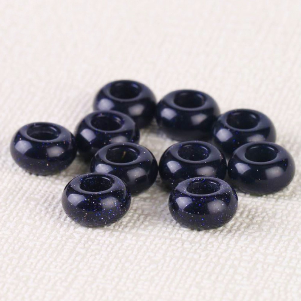 Χρυσόλιθος μπλε (blue Sandstone) φυσικός ημιπολύτιμος λίθος χάντρα πλακέ 14x8mm με μεγάλη τρύπα 6mm (τιμή ανά χάντρα) Λίθοι με Μεγάλη Τρύπα