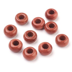 Χρυσόλιθος (gold Sandstone) φυσικός ημιπολύτιμος λίθος χάντρα πλακέ 14x8mm με μεγάλη τρύπα 6mm (τιμή ανά χάντρα) Λίθοι με Μεγάλη Τρύπα