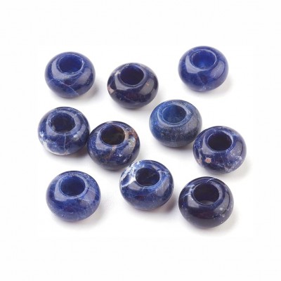 Σοδαλίτης (Sodalite) φυσικός ημιπολύτιμος λίθος χάντρα πλακέ 14x8mm με μεγάλη τρύπα 6mm (τιμή ανά χάντρα)