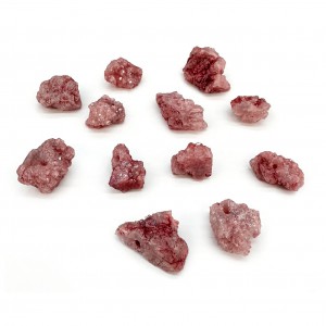 Ρουμπίνι (Druzy Ruby Madagascar) με τρύπα ακατέργαστος φυσικός ημιπολύτιμος λίθος ακανόνιστος 10∽14mm
