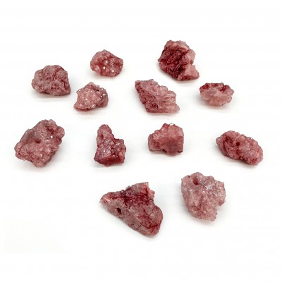 Ρουμπίνι (Druzy Ruby Madagascar) με τρύπα ακατέργαστος φυσικός ημιπολύτιμος λίθος ακανόνιστος 10∽14mm