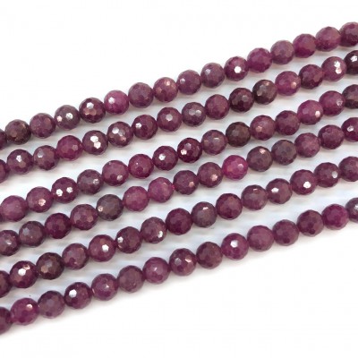 Ρουμπίνι (Ruby Madagascar) φυσικοί πολύτιμοι λίθοι χάντρες πολυγωνικές 6mm (σειρά∽38cm∽62χάντρες)
