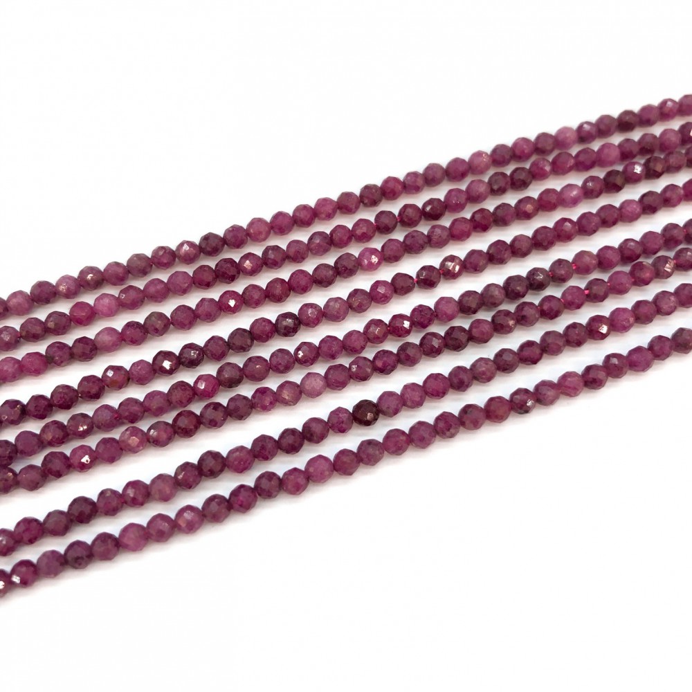 Ρουμπίνι (Ruby Madagascar) φυσικοί πολύτιμοι λίθοι χάντρες πολυγωνικές 3mm / 4.5mm (σειρά∽39cm) Ρουμπίνι - Ruby