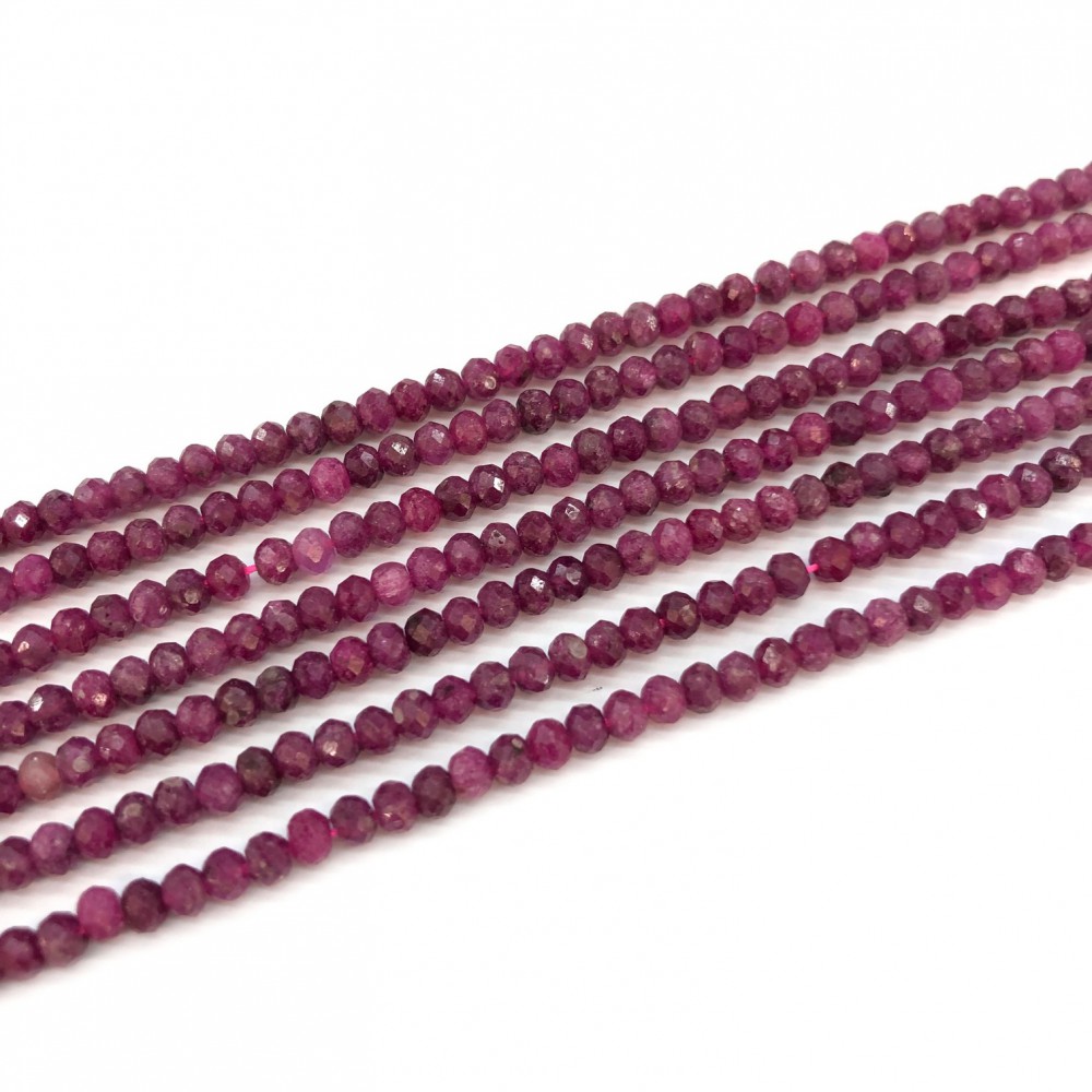Ρουμπίνι (Ruby Madagascar) φυσικοί πολύτιμοι λίθοι χάντρες πολυγωνικές 4x3mm (σειρά∽39cm∽132χάντρες) Ρουμπίνι - Ruby