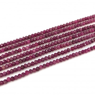 Ρουμπίνι (Ruby Madagascar) φυσικοί πολύτιμοι λίθοι χάντρες πολυγωνικές 4x3mm (σειρά∽39cm∽132χάντρες)