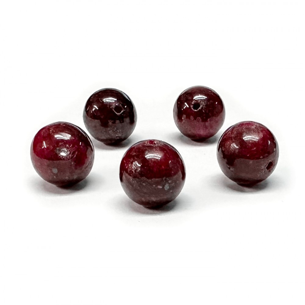 Ρουμπίνι (Ruby Mozambique) φυσικός πολύτιμος λίθος χάντρα 8mm / 10mm  (τιμή ανά χάντρα) Ρουμπίνι - Ruby