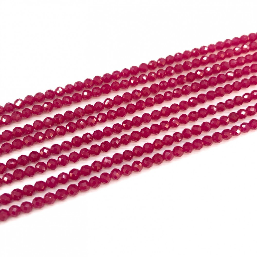 Ρουμπίνι (Ruby Tanzania) φυσικοί πολύτιμοι λίθοι χάντρες πολυγωνικές 2mm / 3mm (σειρά∽38cm) Ρουμπίνι - Ruby