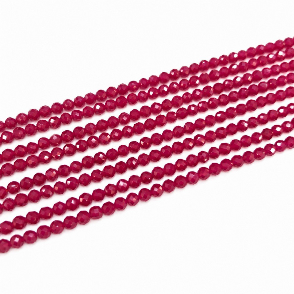 Ρουμπίνι (Ruby Tanzania) φυσικοί πολύτιμοι λίθοι χάντρες πολυγωνικές 2mm/ 3mm/ 4mm (σειρά∽38cm) Ρουμπίνι - Ruby