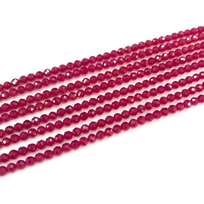 Ρουμπίνι (Ruby Tanzania) φυσικοί πολύτιμοι λίθοι χάντρες πολυγωνικές 2mm / 3mm (σειρά∽38cm)