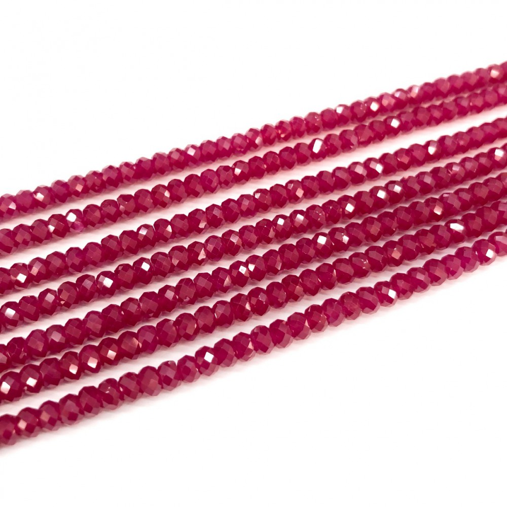Ρουμπίνι (Ruby Tanzania) φυσικοί πολύτιμοι λίθοι χάντρες ροδέλα πολυγωνικές 4x3mm (σειρά∽39cm∽140χάντρες) Ρουμπίνι - Ruby