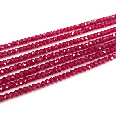 Ρουμπίνι (Ruby Tanzania) φυσικοί πολύτιμοι λίθοι χάντρες ροδέλα πολυγωνικές 4x3mm (σειρά∽39cm∽140χάντρες)