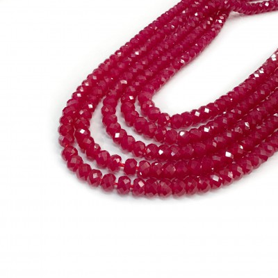Ρουμπίνι (Ruby Tanzania) φυσικοί πολύτιμοι λίθοι χάντρες ροδέλα πολυγωνικές 4x3mm (σειρά∽39cm∽140χάντρες)