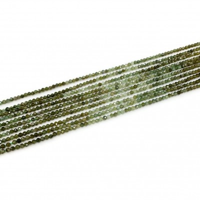 Τουρμαλίνη Πράσινη (Tourmaline Green) φυσικοί ημιπολύτιμοι λίθοι χάντρες πολυγωνικές 2.5mm (σειρά∽39cm∽184χάντρες)