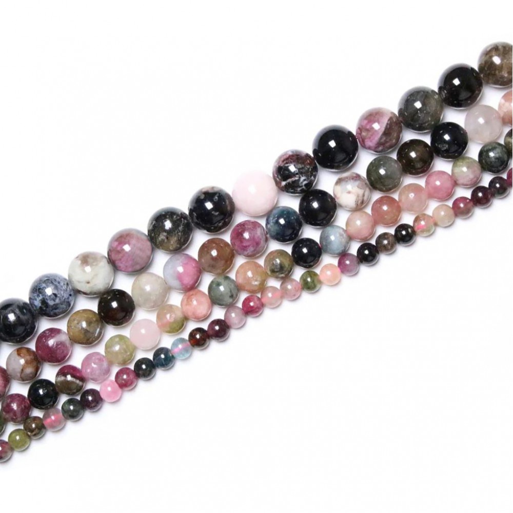 Τουρμαλίνη (Tourmaline multicolor) φυσικοί ημιπολύτιμοι λίθοι χάντρες 4mm/ 5mm/ 6mm/ 8mm/ 10mm (σειρά/38∽40cm) Μικτές Ημιπολύτιμες Χάντρες