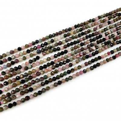 Τουρμαλίνη (Tourmaline multicolor) φυσικοί ημιπολύτιμοι λίθοι χάντρες πολυγωνικές 4mm (σειρά∽39cm∽108χάντρες)