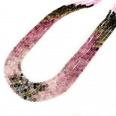 Τουρμαλίνη (Tourmaline multicolor) φυσικοί ημιπολύτιμοι λίθοι χάντρες πολυγωνικές 3.5mm (σειρά∽39cm∽120χάντρες)