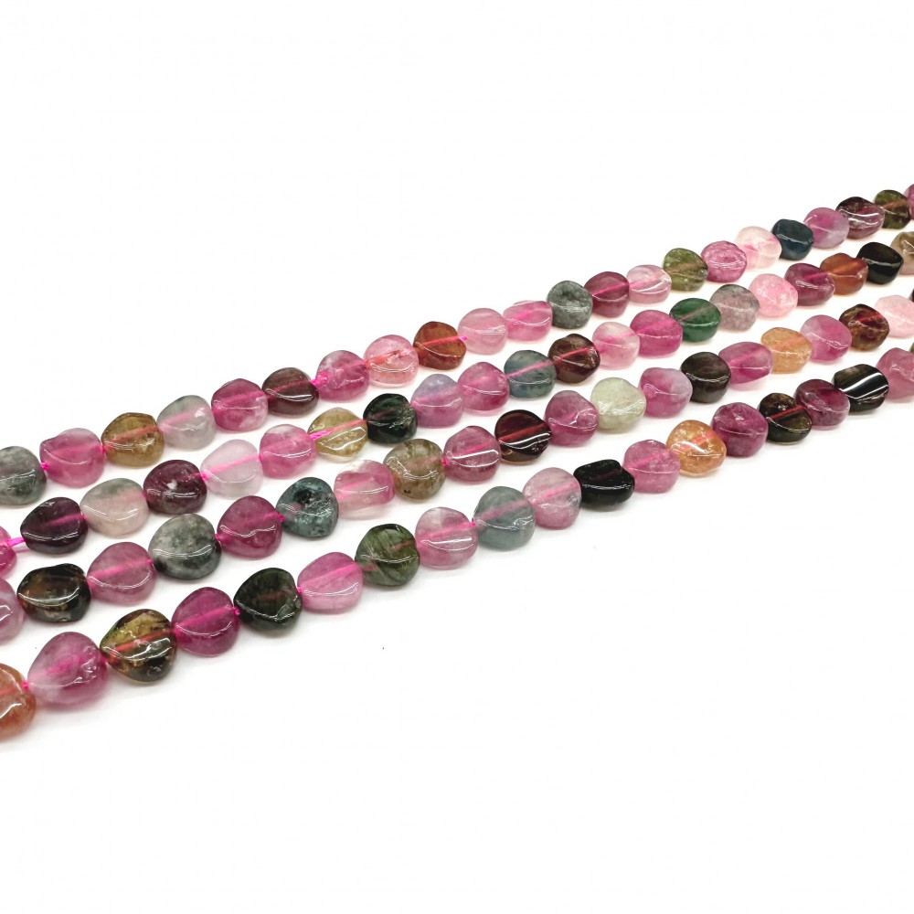 Τουρμαλίνη (Tourmaline multicolor) φυσικοί ημιπολύτιμοι λίθοι χάντρες ακανόνιστες πλακέ 7x4mm (σειρά∽40cm∽62χάντρες)