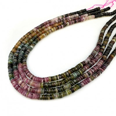Tourmaline multicolor irregular rondelle flat beads natural semi precious stones 6mm (string∽42cm∽200beads)
