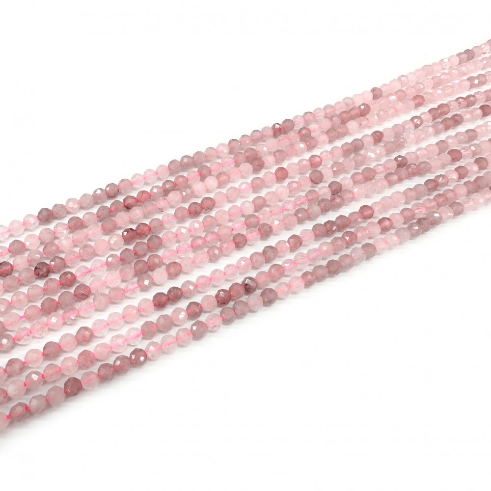 Τουρμαλίνη Ροζ (Tourmaline Pink) φυσικοί ημιπολύτιμοι λίθοι χάντρες πολυγωνικές 3mm (σειρά∽38cm∽136χάντρες) Τουρμαλίνη - Tourmaline