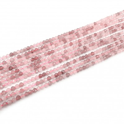 Τουρμαλίνη Ροζ (Tourmaline Pink) φυσικοί ημιπολύτιμοι λίθοι χάντρες πολυγωνικές 3mm (σειρά∽38cm∽136χάντρες)