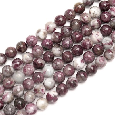 Τουρμαλίνη (Tourmaline Plum Blossom) φυσικοί ημιπολύτιμοι λίθοι χάντρες 6mm/ 8mm/ 10mm (σειρά∽40cm)