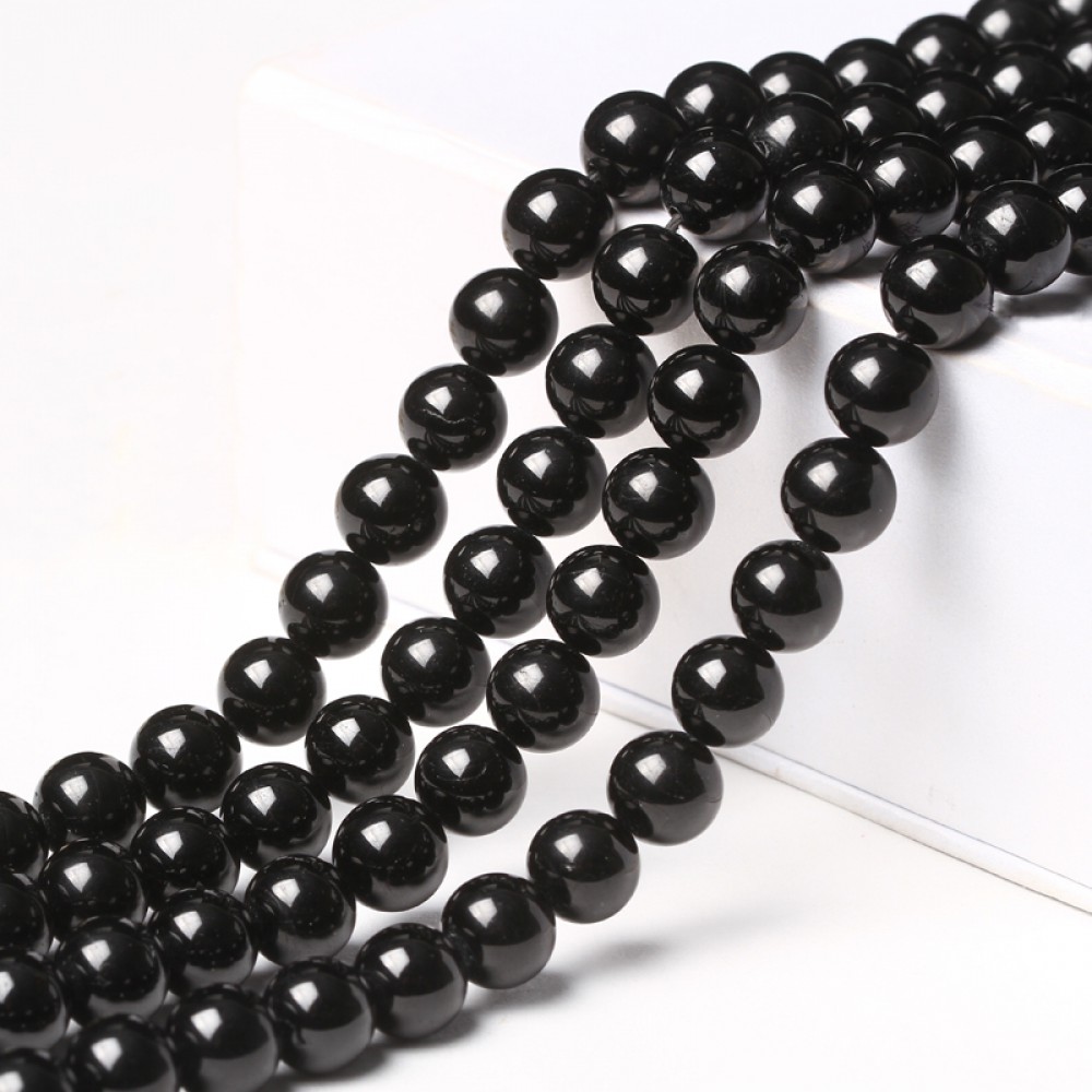 Tourmaline black beads natural semi precious stones 4mm/ 5mm/ 6mm/ 8mm/ 10mm (string∽39cm) Tourmaline