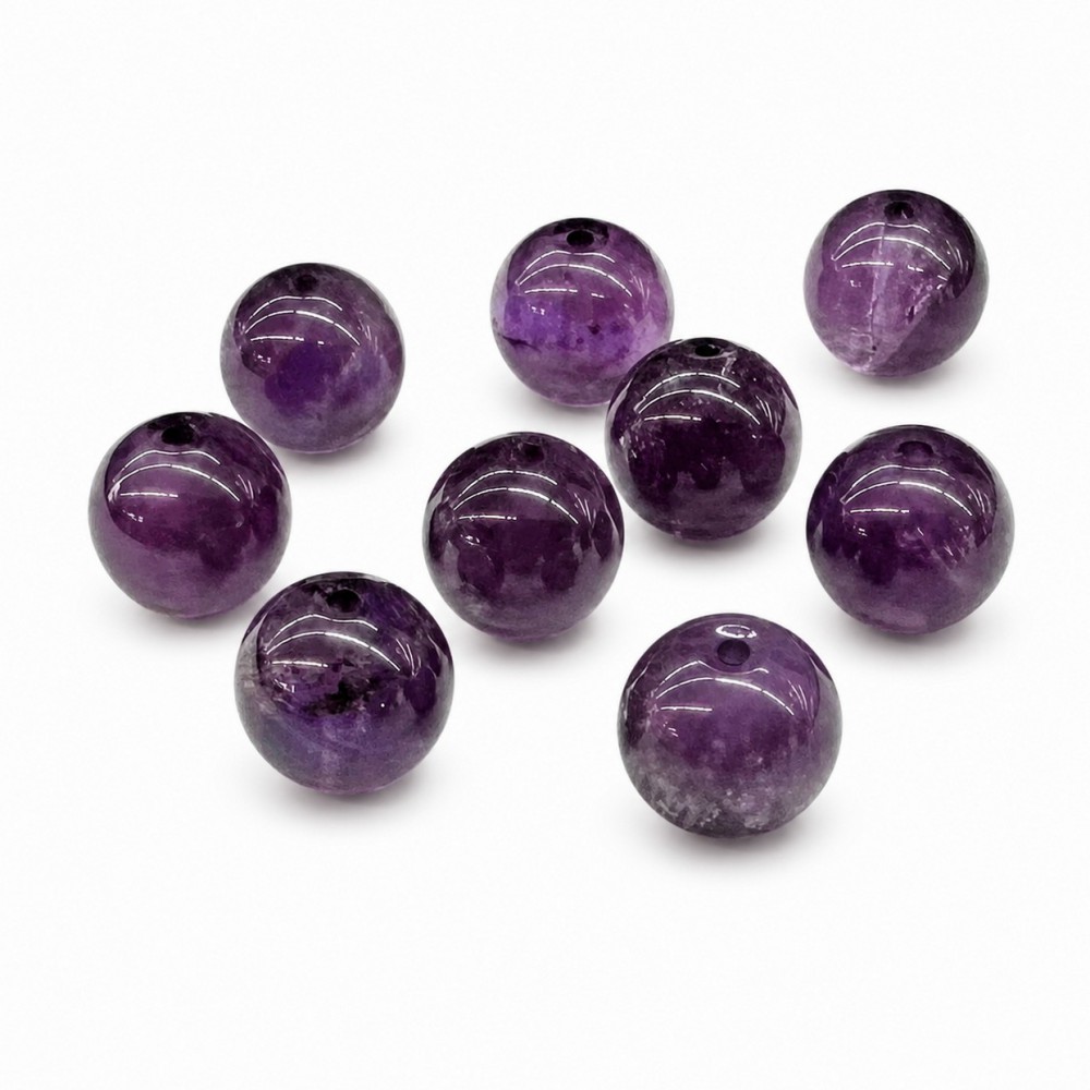 Αμέθυστος (Amethyst) φυσικός ημιπολύτιμος λίθος χάντρα 6mm/ 8mm/ 10mm/ 12mm (τιμή ανά χάντρα) Αμέθυστος - Amethyst