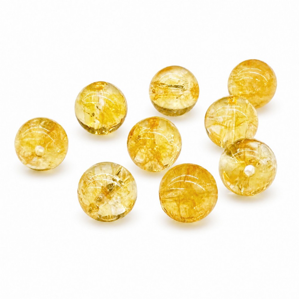 Κιτρίνης (Citrine) φυσικός ημιπολύτιμος λίθος χάντρα 6mm/ 8mm/ 10mm/ 12mm (τιμή ανά χάντρα) Κιτρίνης - Citrine