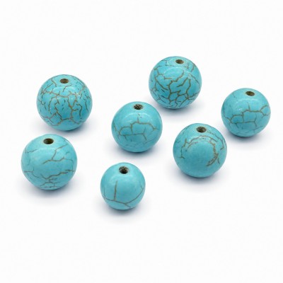 Τυρκουάζ Χαολίτης (Turqoise Howlite) φυσικός ημιπολύτιμος λίθος χάντρα 6mm/ 8mm/ 10mm/ 12mm (τιμή ανά χάντρα)