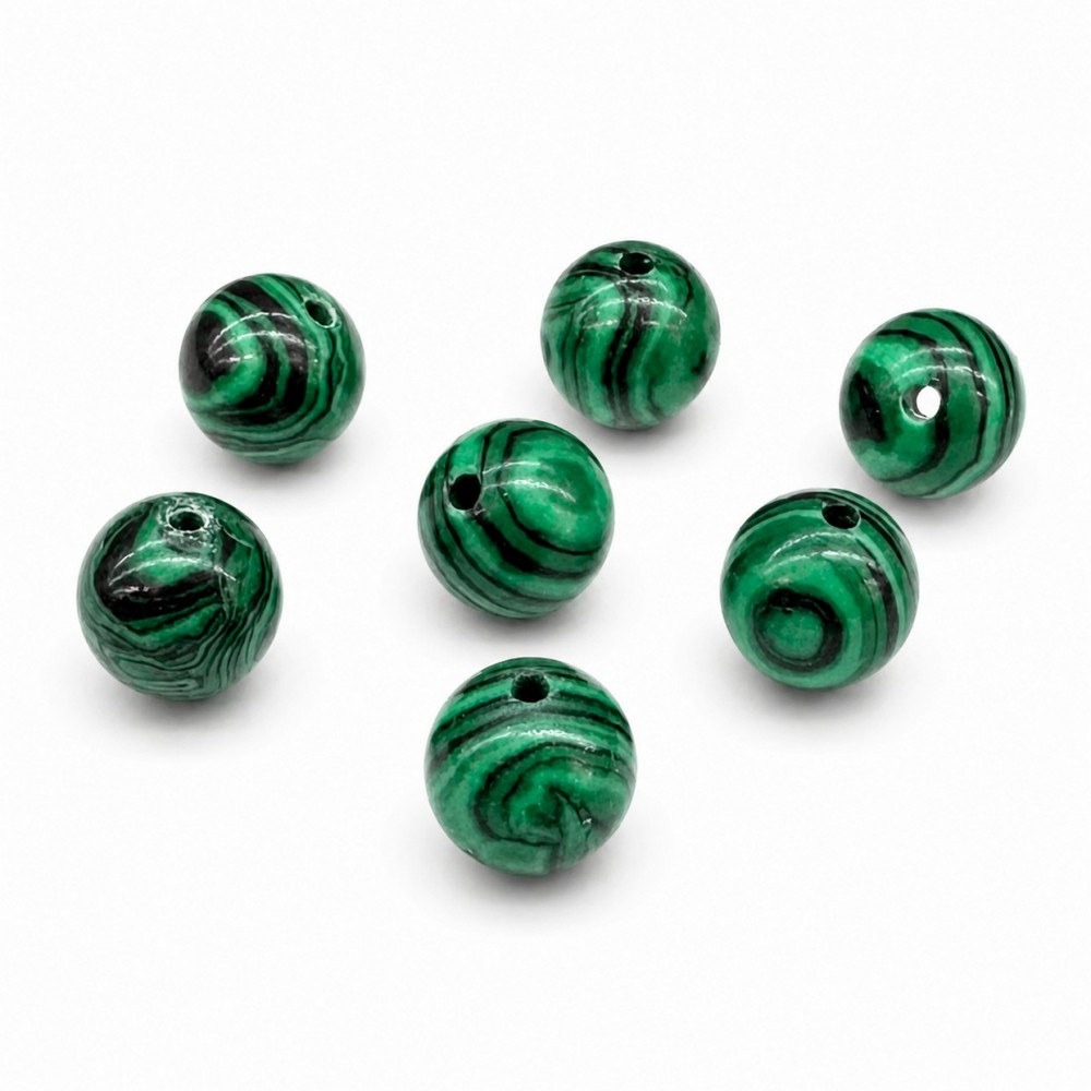 Μαλαχίτης πράσινος (Malachite) φυσικός ημιπολύτιμος λίθος χάντρα 6mm/ 8mm/ 10mm/ 12mm (τιμή ανά χάντρα) Μαλαχίτης - Malachite
