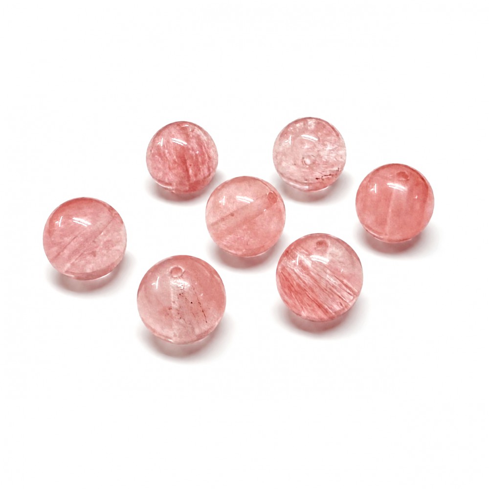 Χαλαζίας (Cherry Quartz) φυσικός ημιπολύτιμος λίθος χάντρα 6mm/ 8mm/ 10mm (τιμή ανά χάντρα) Χαλαζίας - Quartz