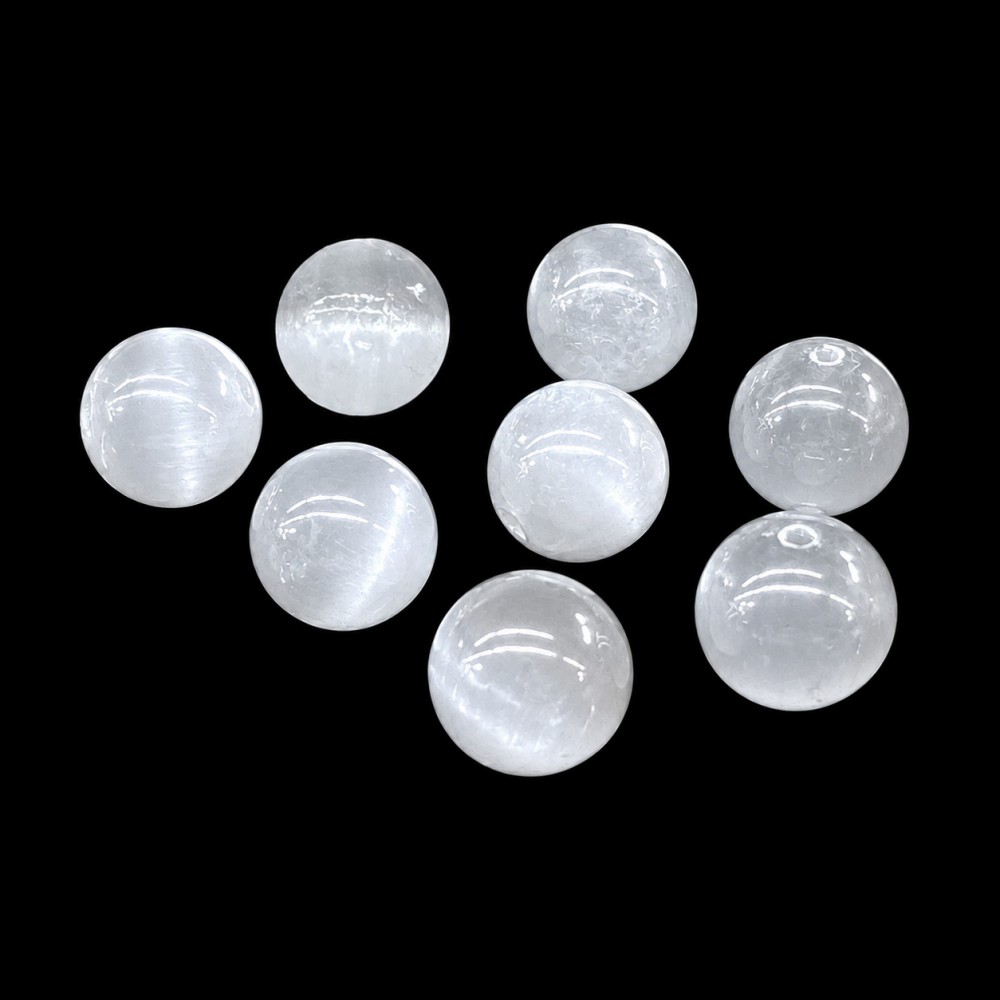 Σεληνίτης (Selenite) φυσικός ημιπολύτιμος λίθος χάντρα 6mm/ 8mm/ 10mm (τιμή ανά χάντρα) Σεληνίτης - Selenite