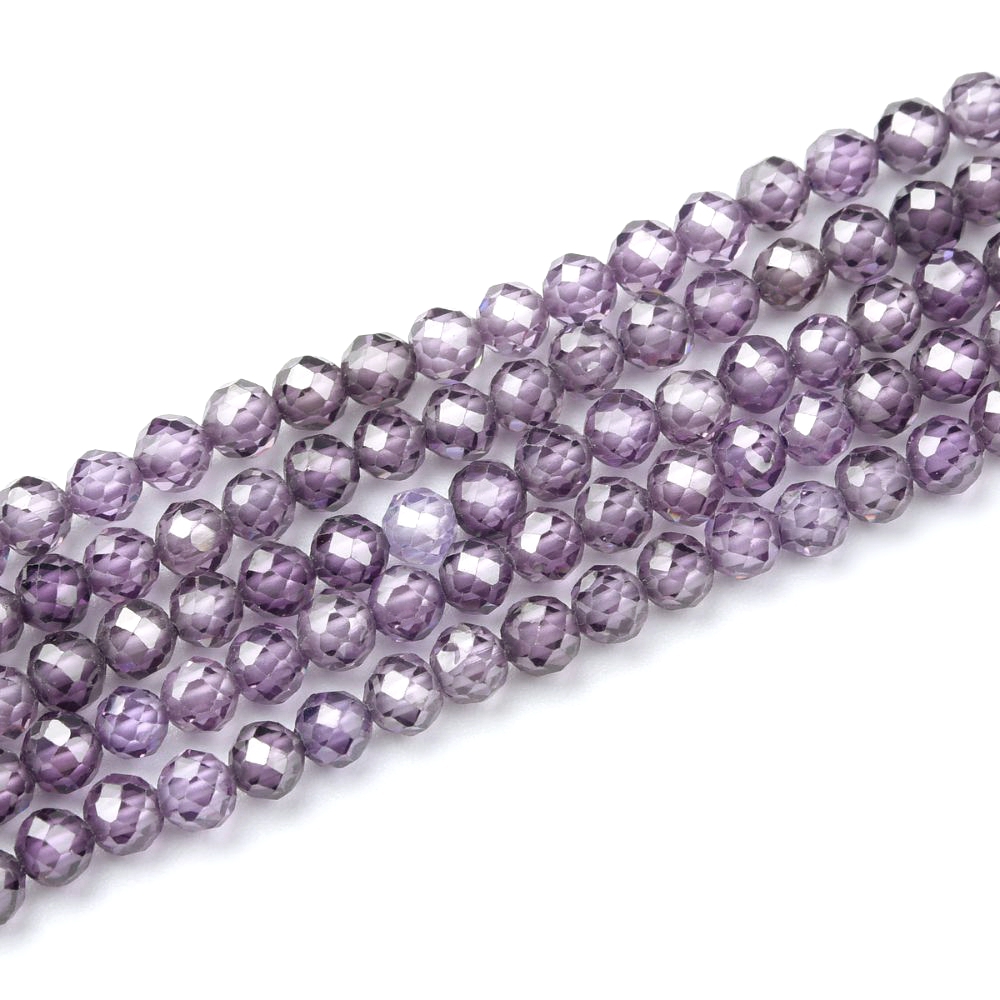 Ζιρκόνιο λιλά (Zircon) φυσικοί ημιπολύτιμοι λίθοι χάντρες πολυγωνικές 3mm (σειρά∽37cm∽128χάντρες) Ζιρκόνιο - Zircon
