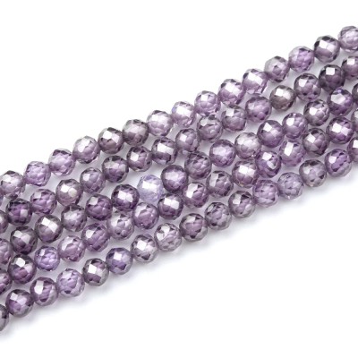 Ζιρκόνιο λιλά (Zircon) φυσικοί ημιπολύτιμοι λίθοι χάντρες πολυγωνικές 3mm (σειρά∽37cm∽128χάντρες)