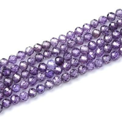 Ζιρκόνιο μωβ (Zircon) φυσικοί ημιπολύτιμοι λίθοι χάντρες πολυγωνικές 3mm (σειρά∽37cm∽126χάντρες)