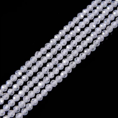 Ζιρκόνιο λευκό clear (Zircon) φυσικοί ημιπολύτιμοι λίθοι χάντρες πολυγωνικές 3mm (σειρά∽37cm∽130χάντρες)