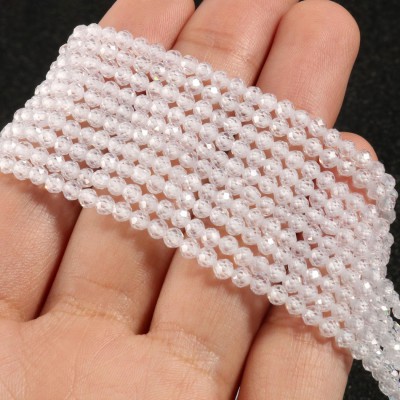Ζιρκόνιο λευκό clear (Zircon) φυσικοί ημιπολύτιμοι λίθοι χάντρες πολυγωνικές 3mm (σειρά∽37cm∽130χάντρες)